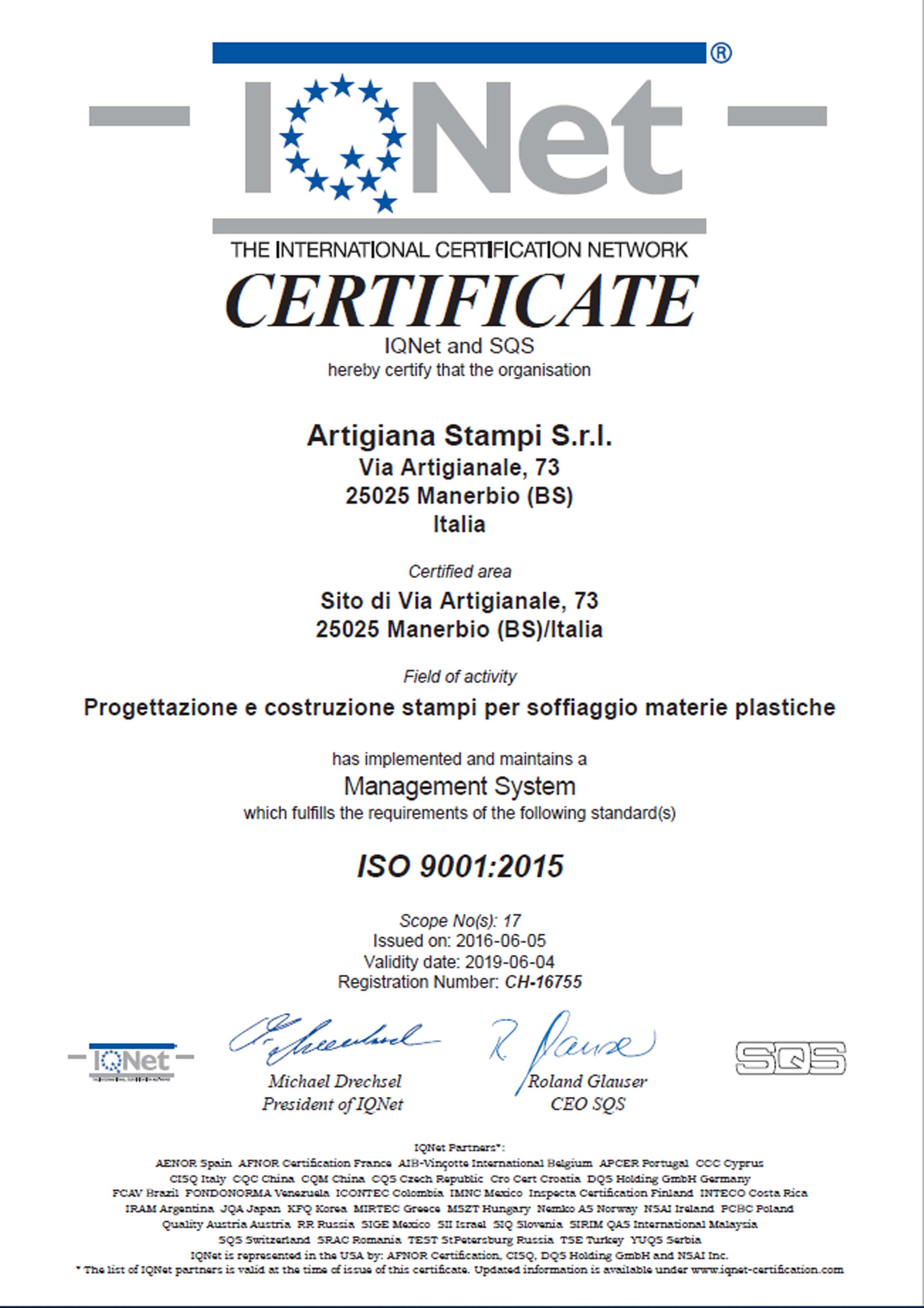 certificazione artigiana stampi iqnet